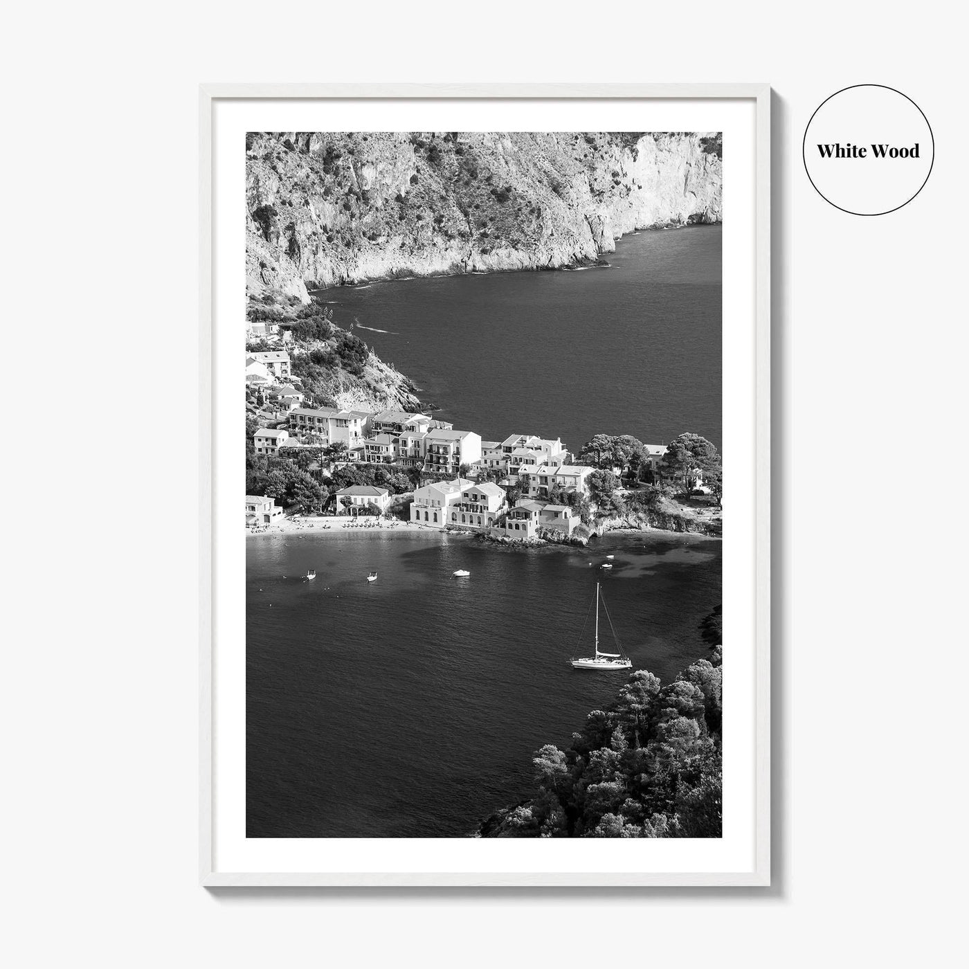 Cephalonia Black and White Fine Art Photo Print, Assos Village Kefalonia Greece Poster