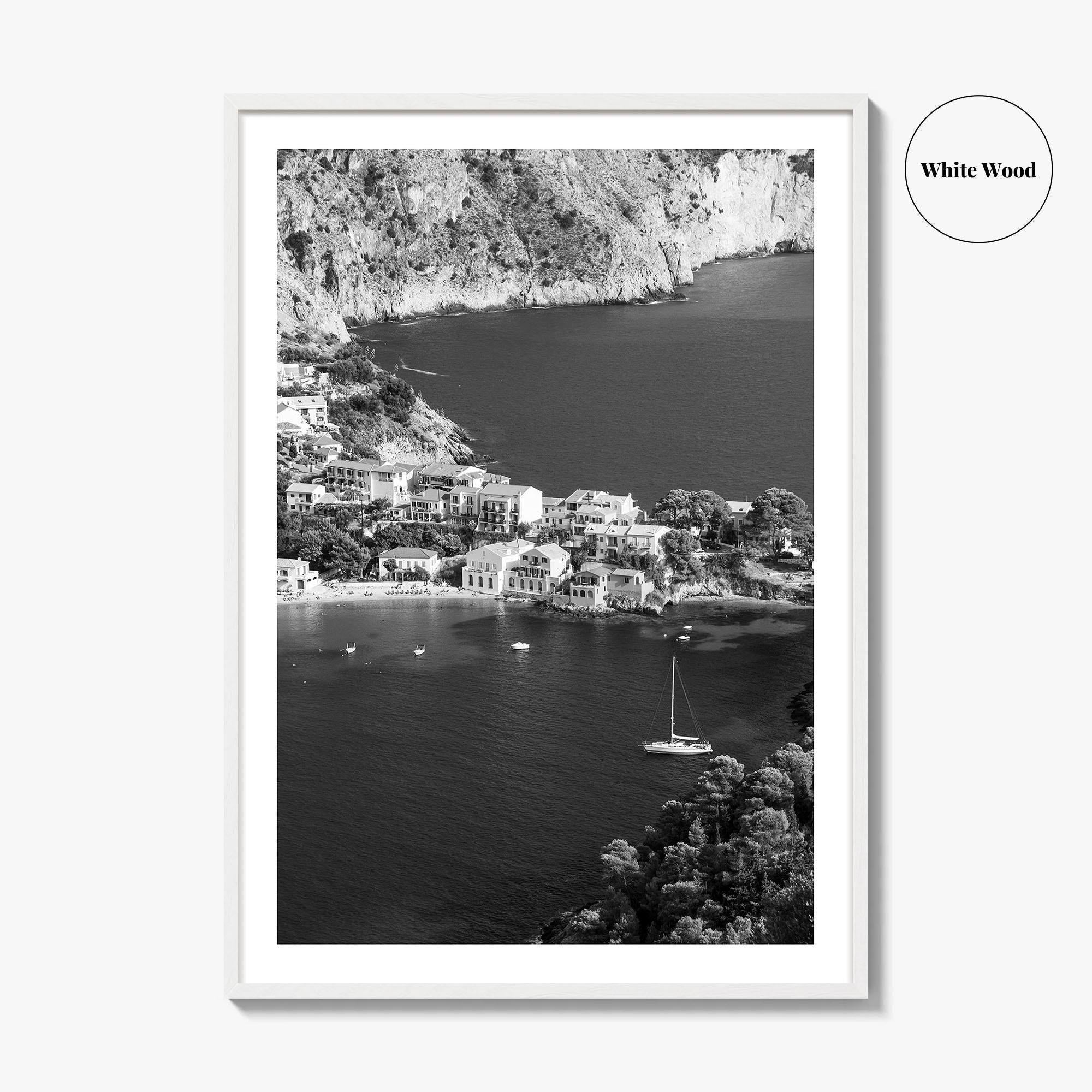Cephalonia Black and White Fine Art Photo Print, Assos Village Kefalonia Greece Poster