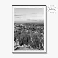 Badlands National Park Black and White Fine Art Photo Print, South Dakota Landscape Poster