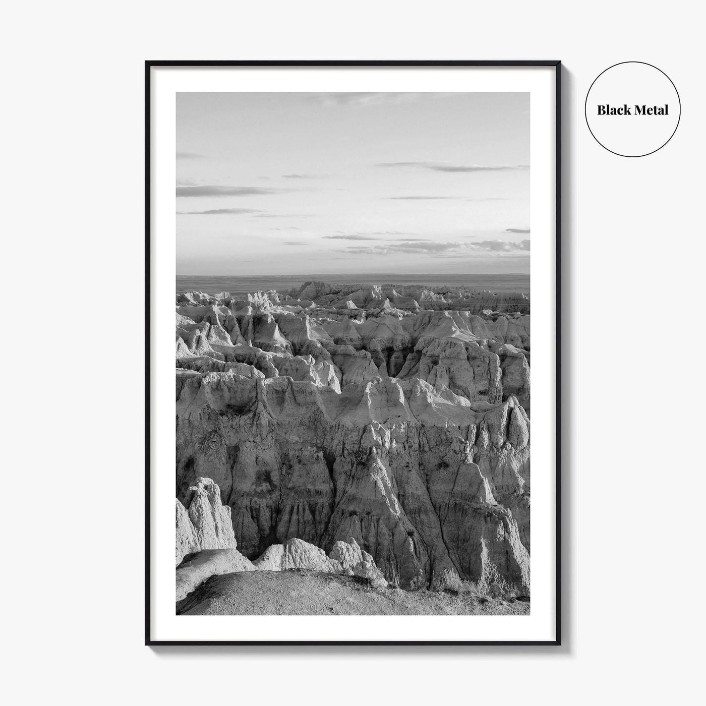Badlands National Park Black and White Fine Art Photo Print, South Dakota Landscape Poster