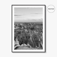 Badlands National Park Black and White Fine Art Photo Print, South Dakota Landscape Poster