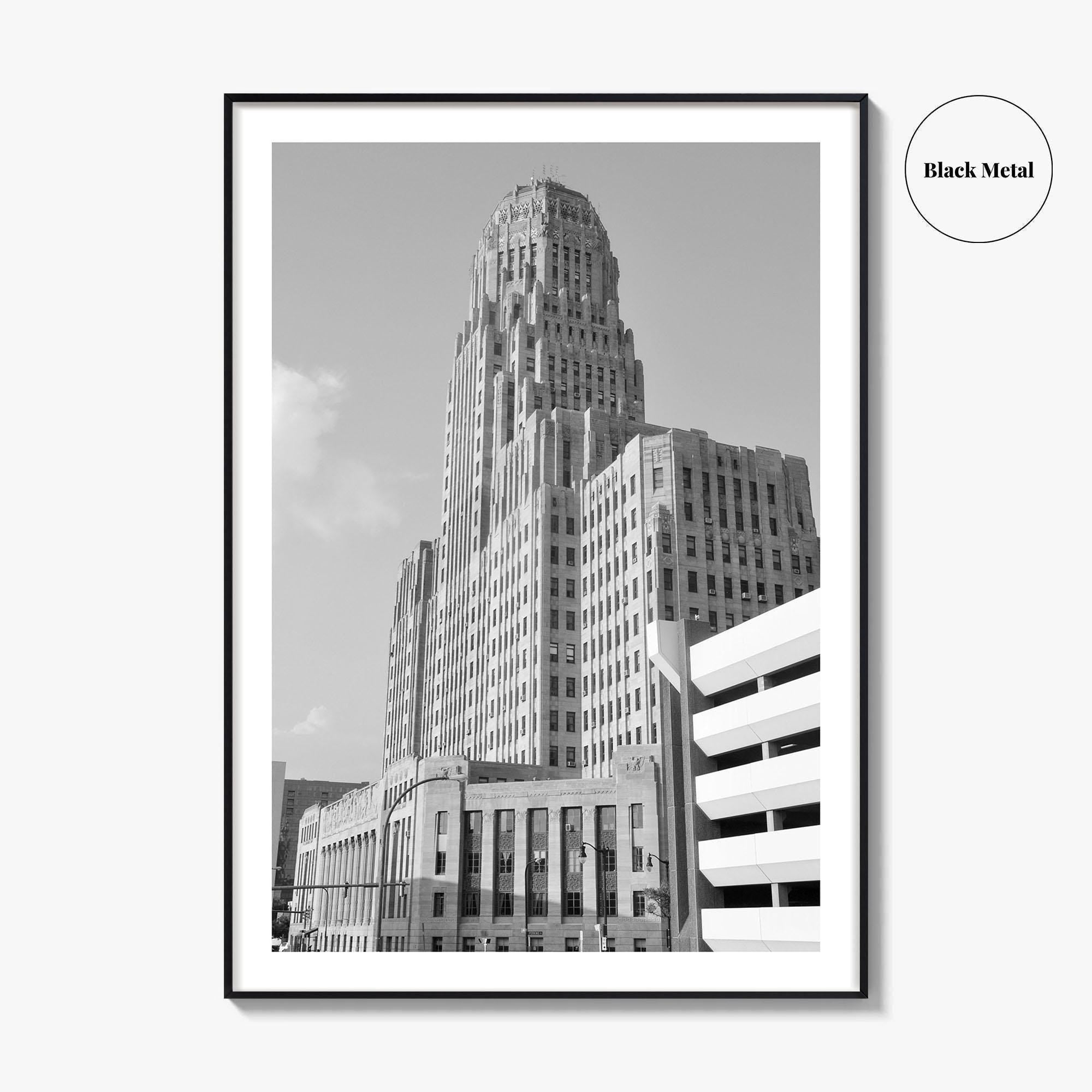 Buffalo Black and White Fine Art Photo Print, City Hall Deco Poster