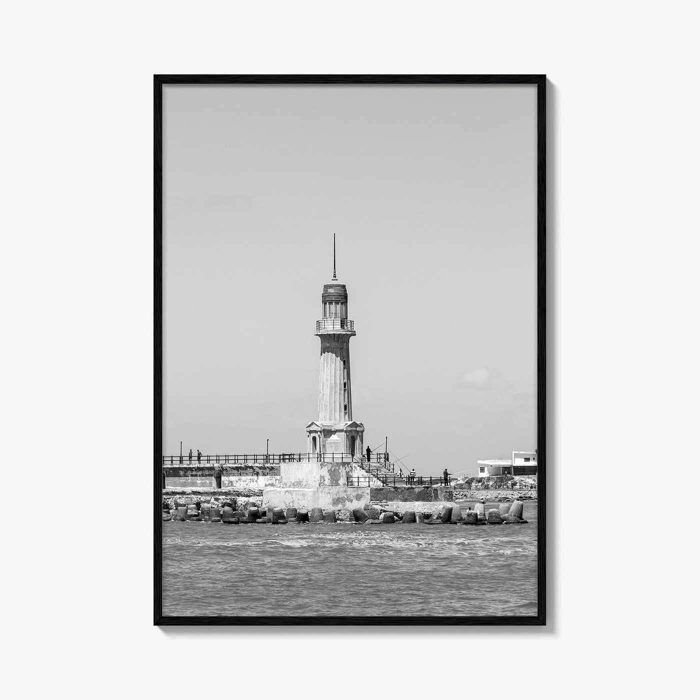 Alexandria Egypt Black and White Fine Art Photo Print, Lighthouse, Pharos, Wall Decor Poster