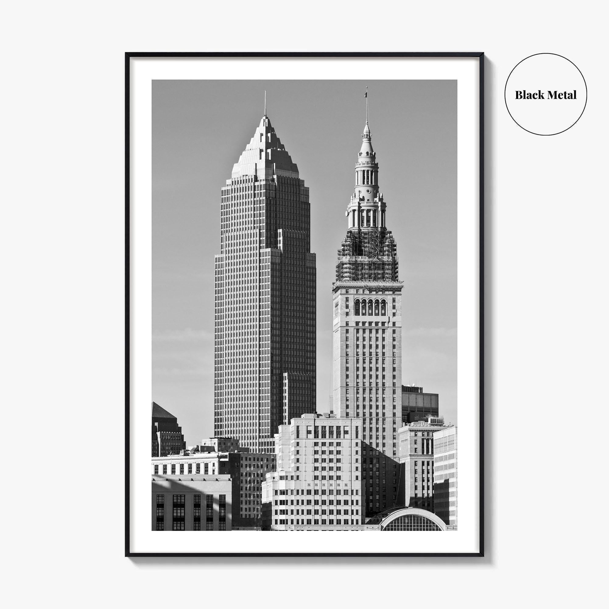 Cleveland Black and White Fine Art Photo Print, Ohio, USA, Downtown, Wall Poster