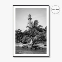 Captiva Black and White Fine Art Photo Print, Sanibel Island Lighthouse, Florida Poster
