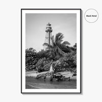 Captiva Black and White Fine Art Photo Print, Sanibel Island Lighthouse, Florida Poster