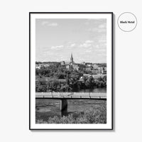 Manchester New Hampshire Skyline Black and White Fine Art Photo Print, Poster, Merrimack River