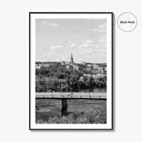Manchester New Hampshire Skyline Black and White Fine Art Photo Print, Poster, Merrimack River
