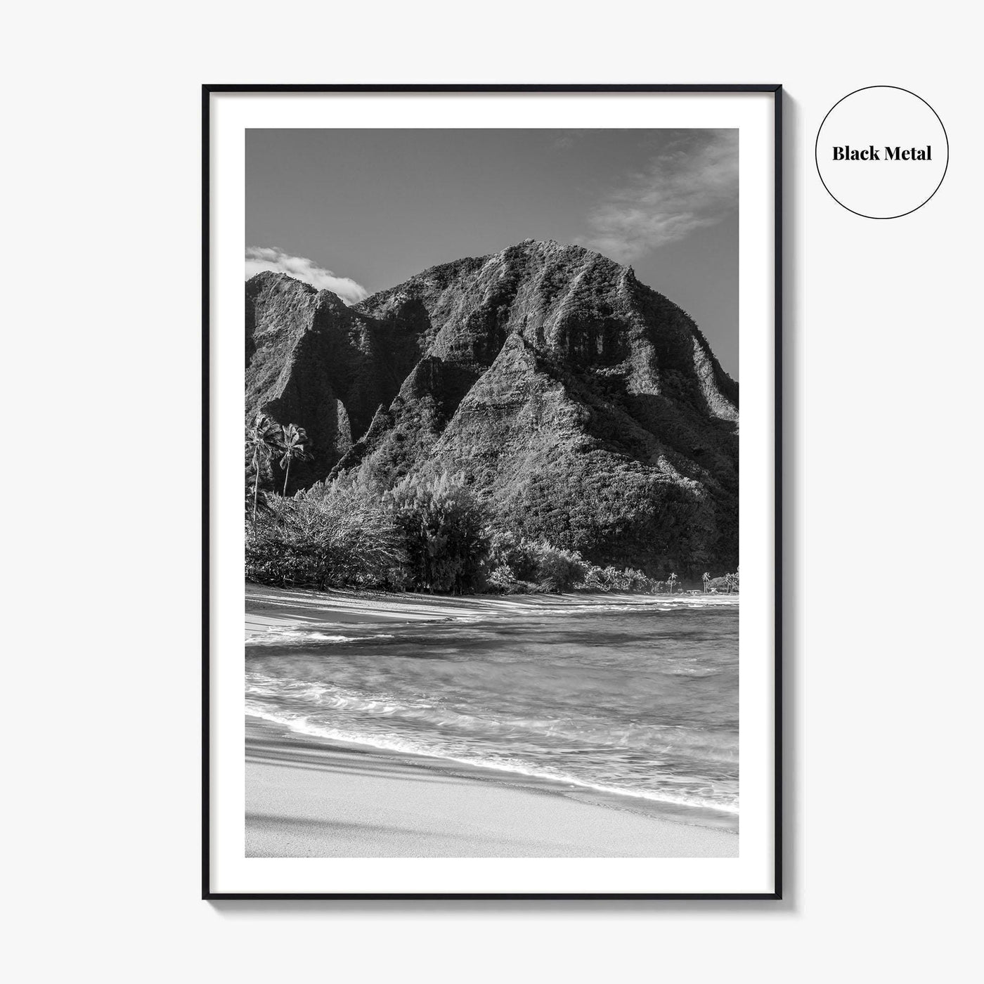 Tunnels Beach Kauai Black and White Fine Art Photo Print, Hawaii Wall Decor, Hanalei