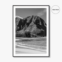 Tunnels Beach Kauai Black and White Fine Art Photo Print, Hawaii Wall Decor, Hanalei