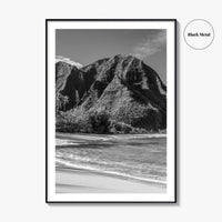 Tunnels Beach Kauai Black and White Fine Art Photo Print, Hawaii Wall Decor, Hanalei