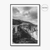 Big Sur Black and White Fine Art Photo Print, Bixby Bridge Poster