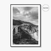 Big Sur Black and White Fine Art Photo Print, Bixby Bridge Poster
