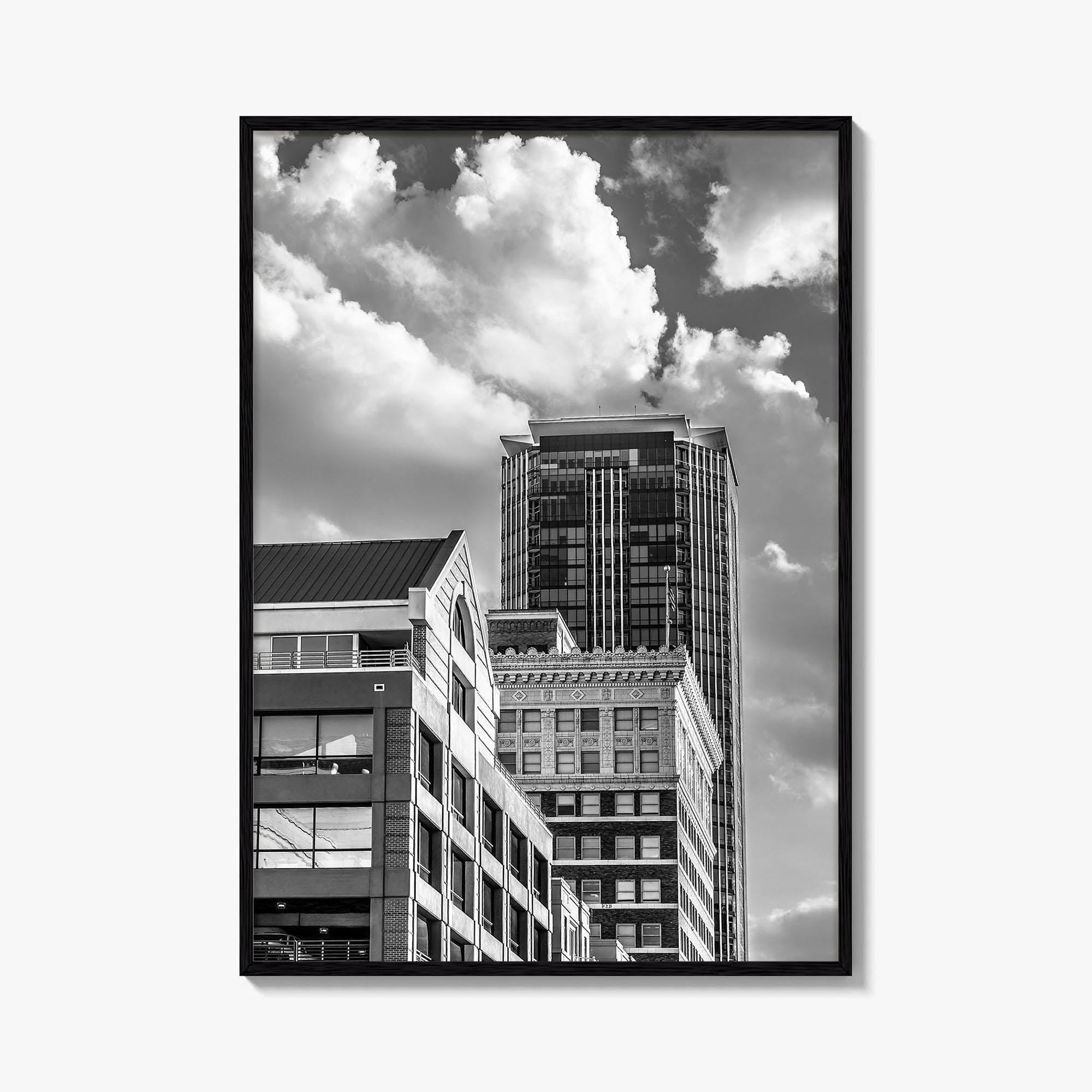 Fort Worth Black and White Fine Art Photo Print, Downtown Texas USA Poster