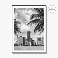 Miami Skyline Black and White Fine Art Photo Print, Florida Downtown Wall Poster, USA