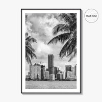 Miami Skyline Black and White Fine Art Photo Print, Florida Downtown Wall Poster, USA