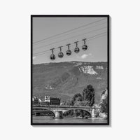 Grenoble Black and White Fine Art Photo Print, Bastille, Isere River Poster