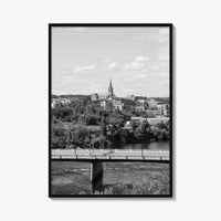 Manchester New Hampshire Skyline Black and White Fine Art Photo Print, Poster, Merrimack River