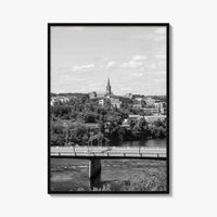 Manchester New Hampshire Skyline Black and White Fine Art Photo Print, Poster, Merrimack River