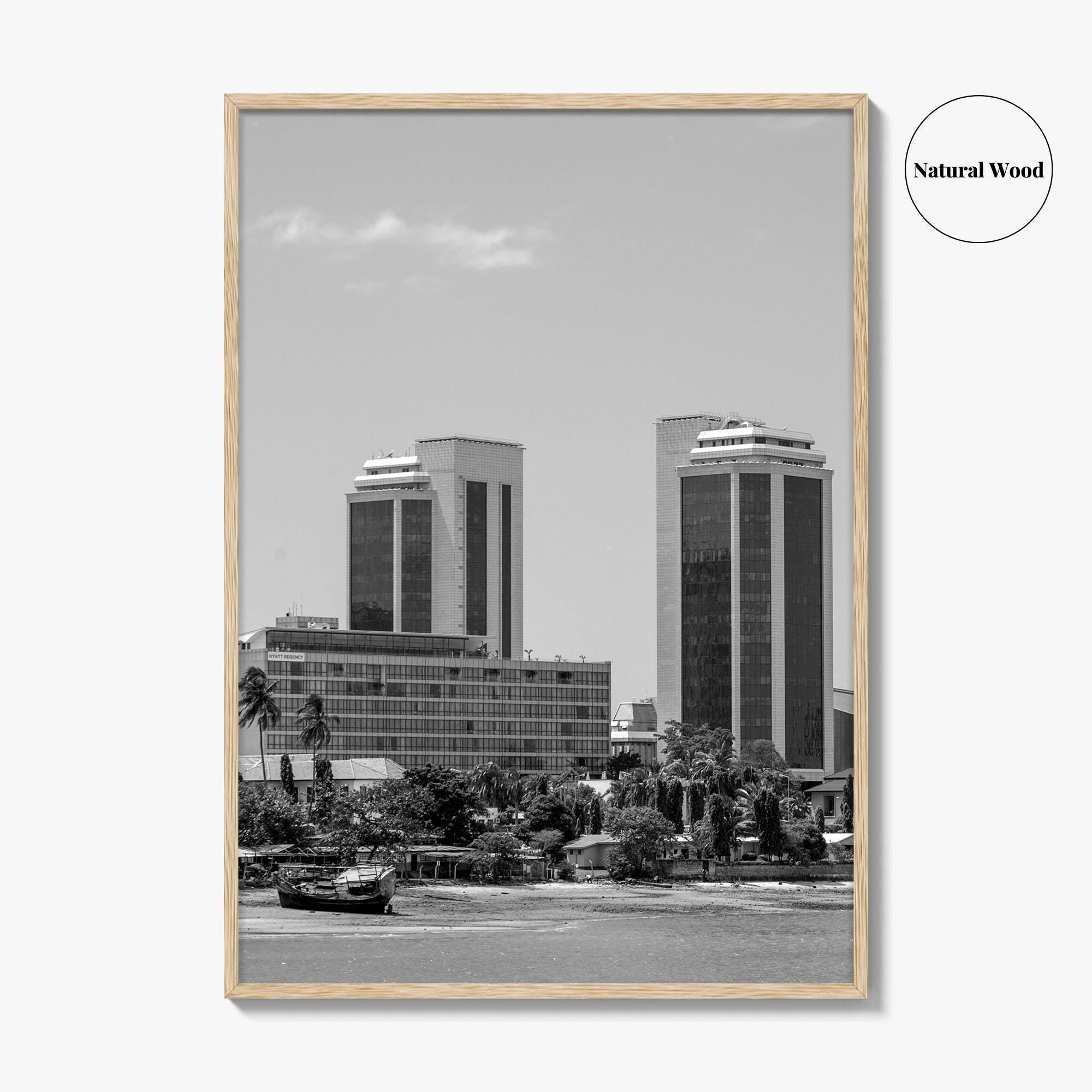 Dar es Salaam Skyline Black and White Fine Art Photo Print, Tanzania Poster