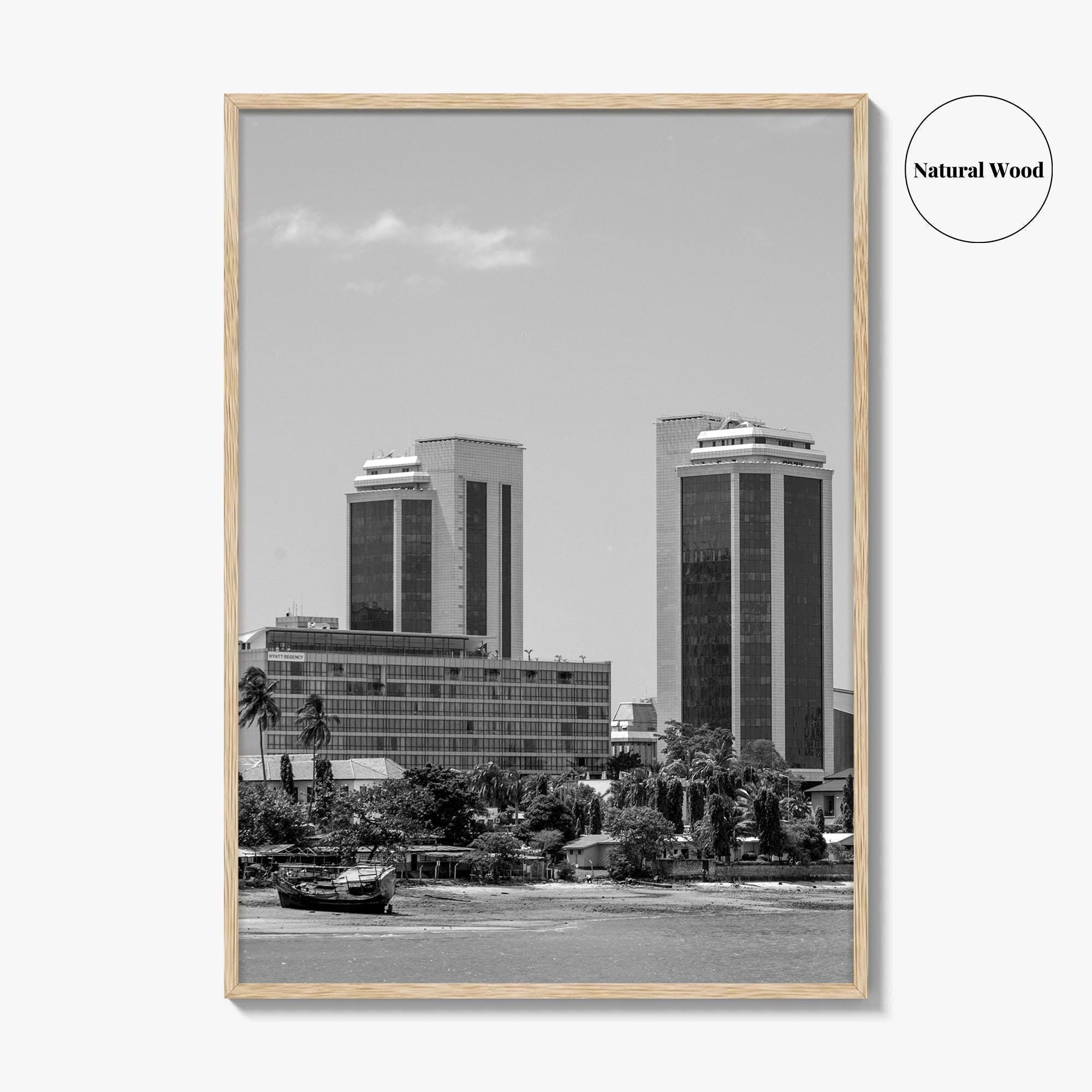 Dar es Salaam Skyline Black and White Fine Art Photo Print, Tanzania Poster