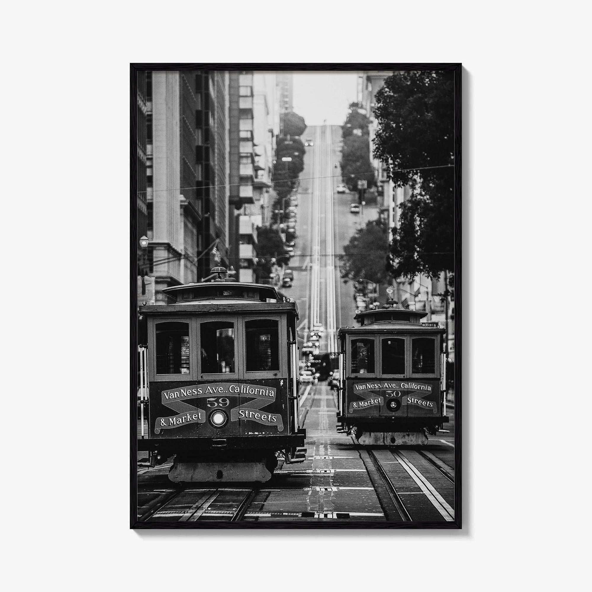 San Francisco Black and White Fine Art Photo Print, Cable Car California Street Poster