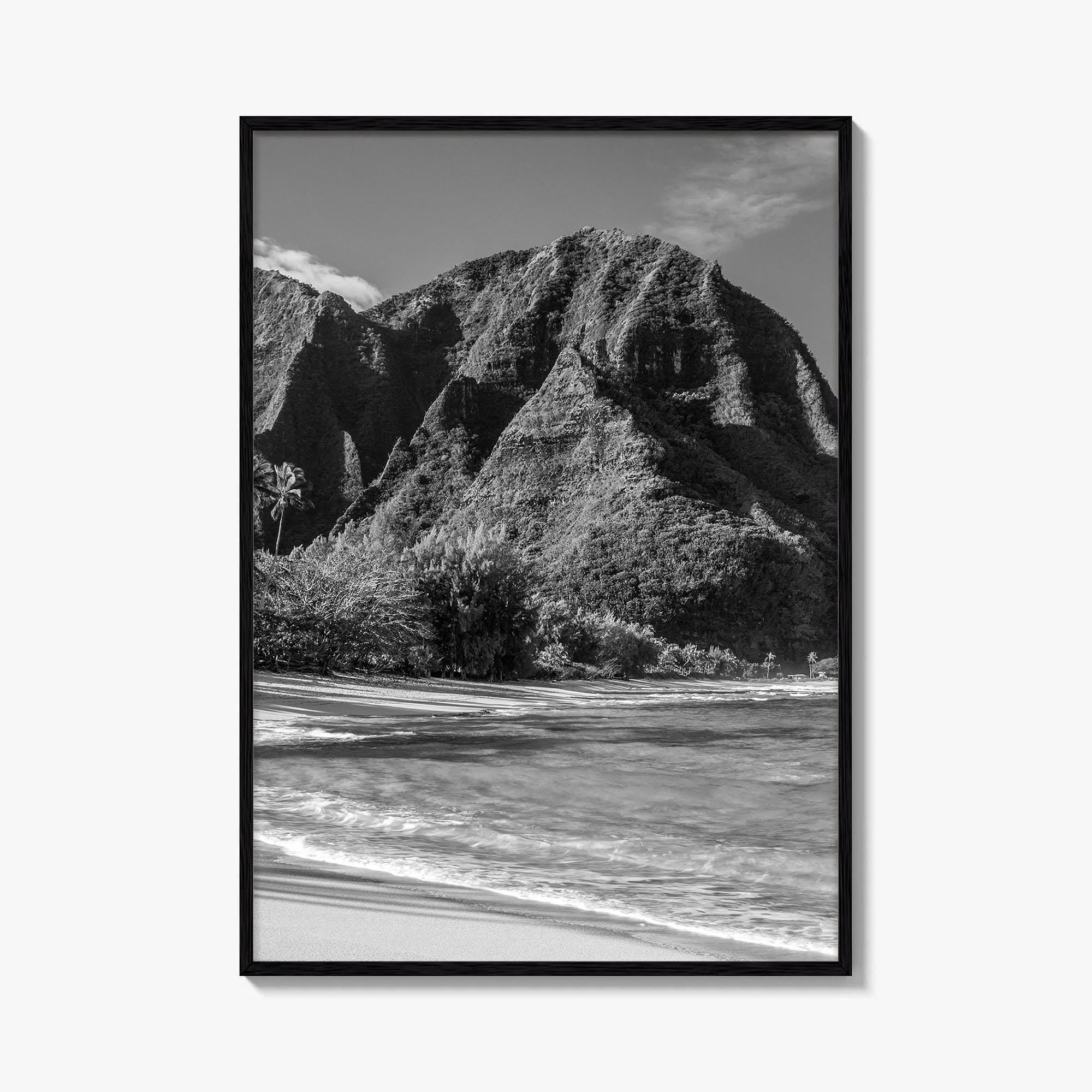 Tunnels Beach Kauai Black and White Fine Art Photo Print, Hawaii Wall Decor, Hanalei