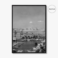 Nassau Black and White Fine Art Photo Print, Bahamas Paradise Island Bridge Boats Poster