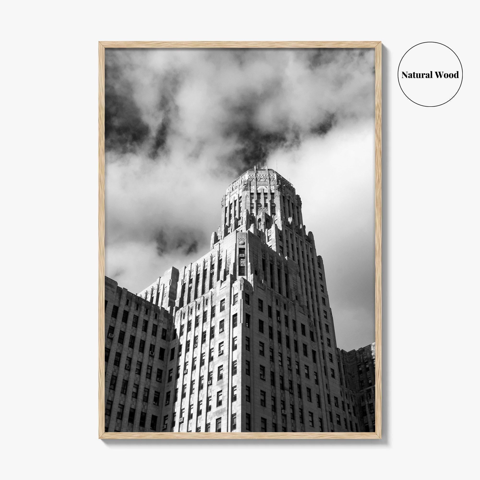 Buffalo Black and White Fine Art Photo Print, City Hall Architecture, Downtown NY Poster