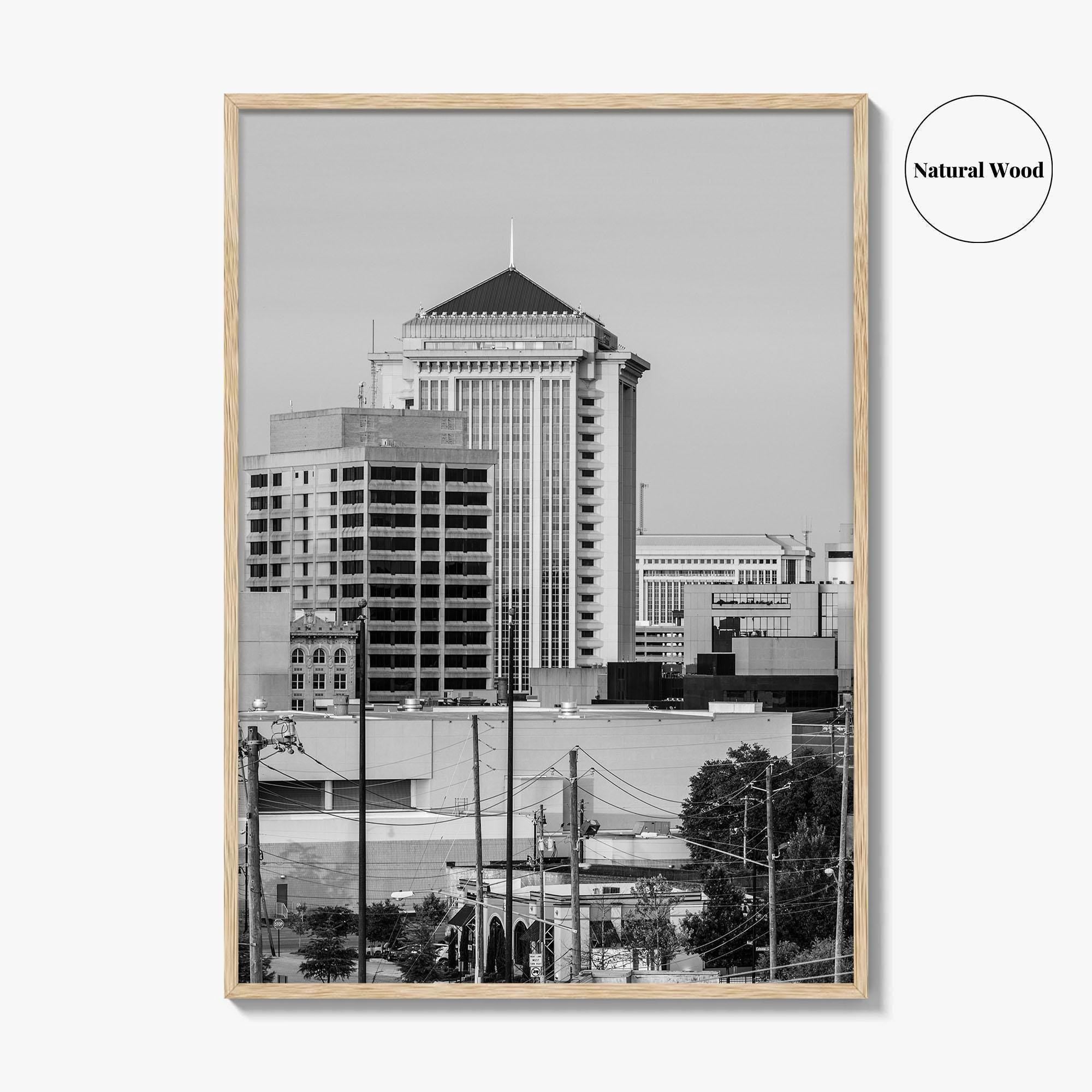 Montgomery Skyline Black and White Fine Art Photo Print, Downtown, Alabama USA Poster