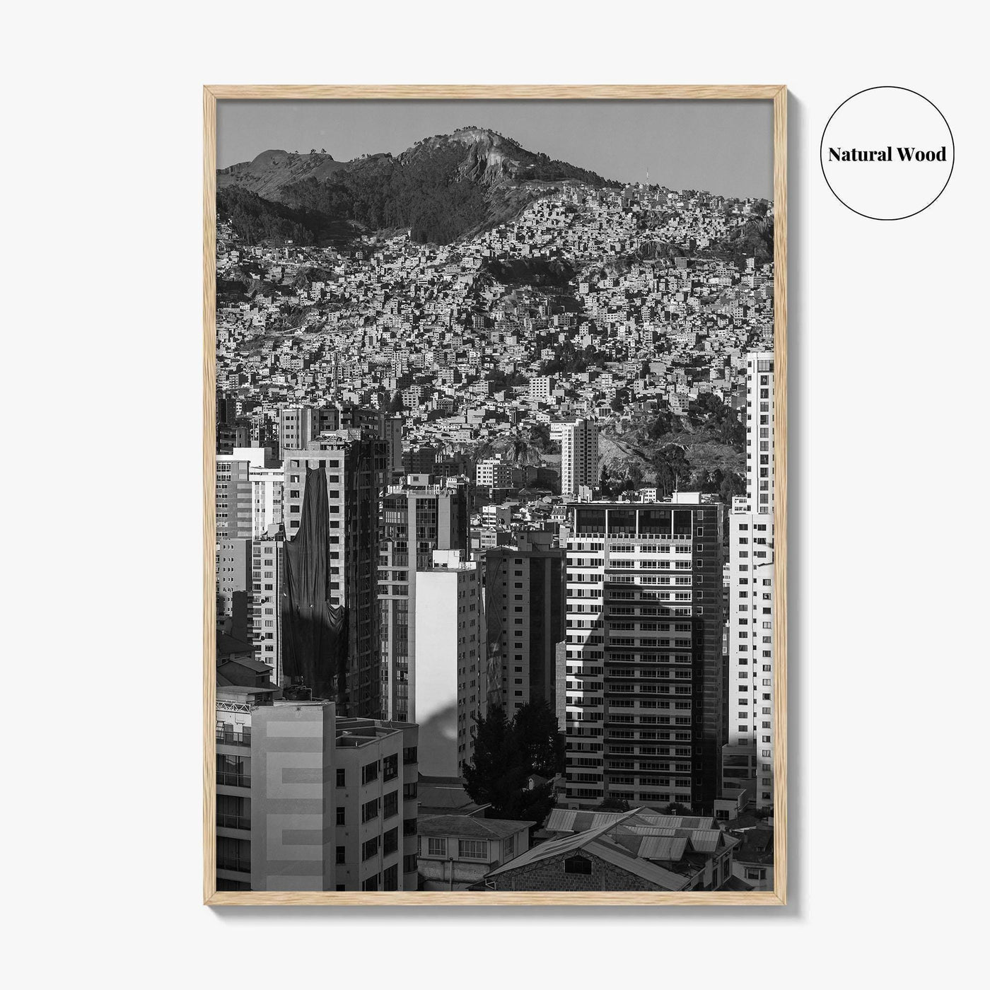 La Paz Black and White Fine Art Photo Print, Bolivia Andes Mountains Poster