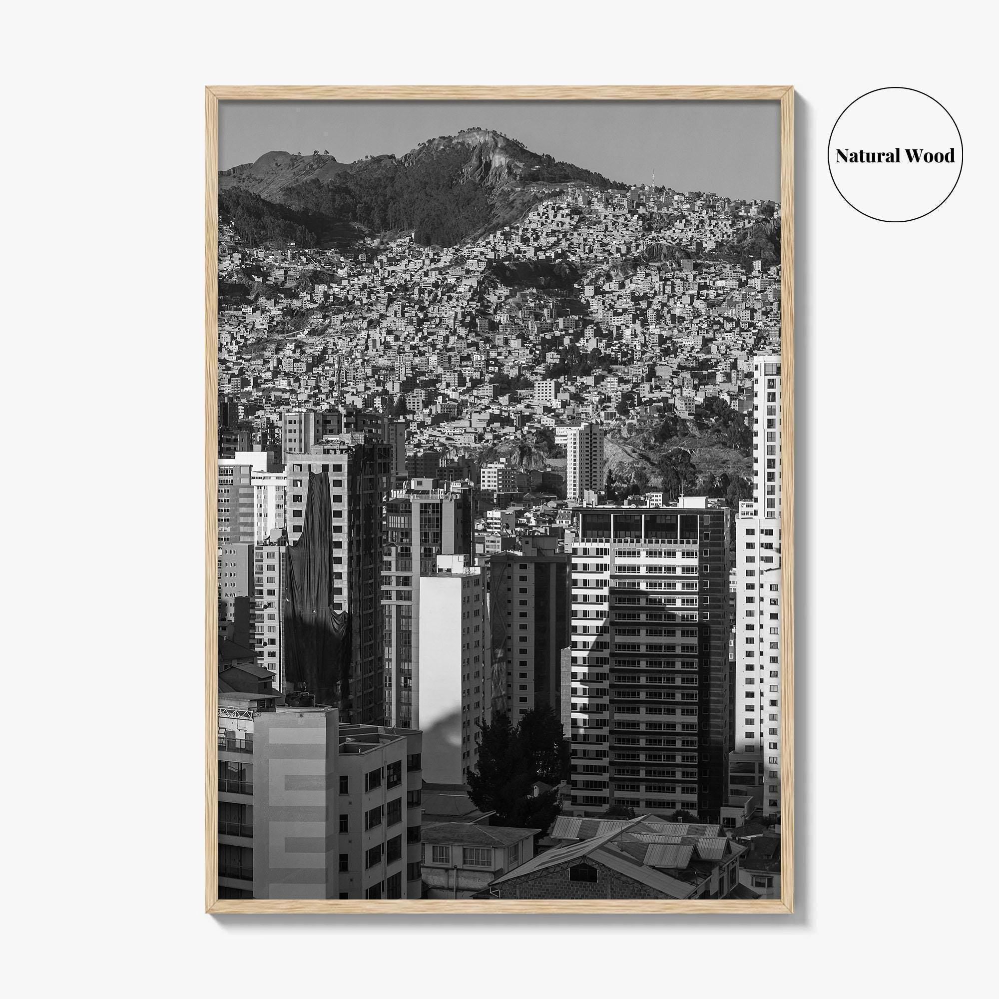 La Paz Black and White Fine Art Photo Print, Bolivia Andes Mountains Poster
