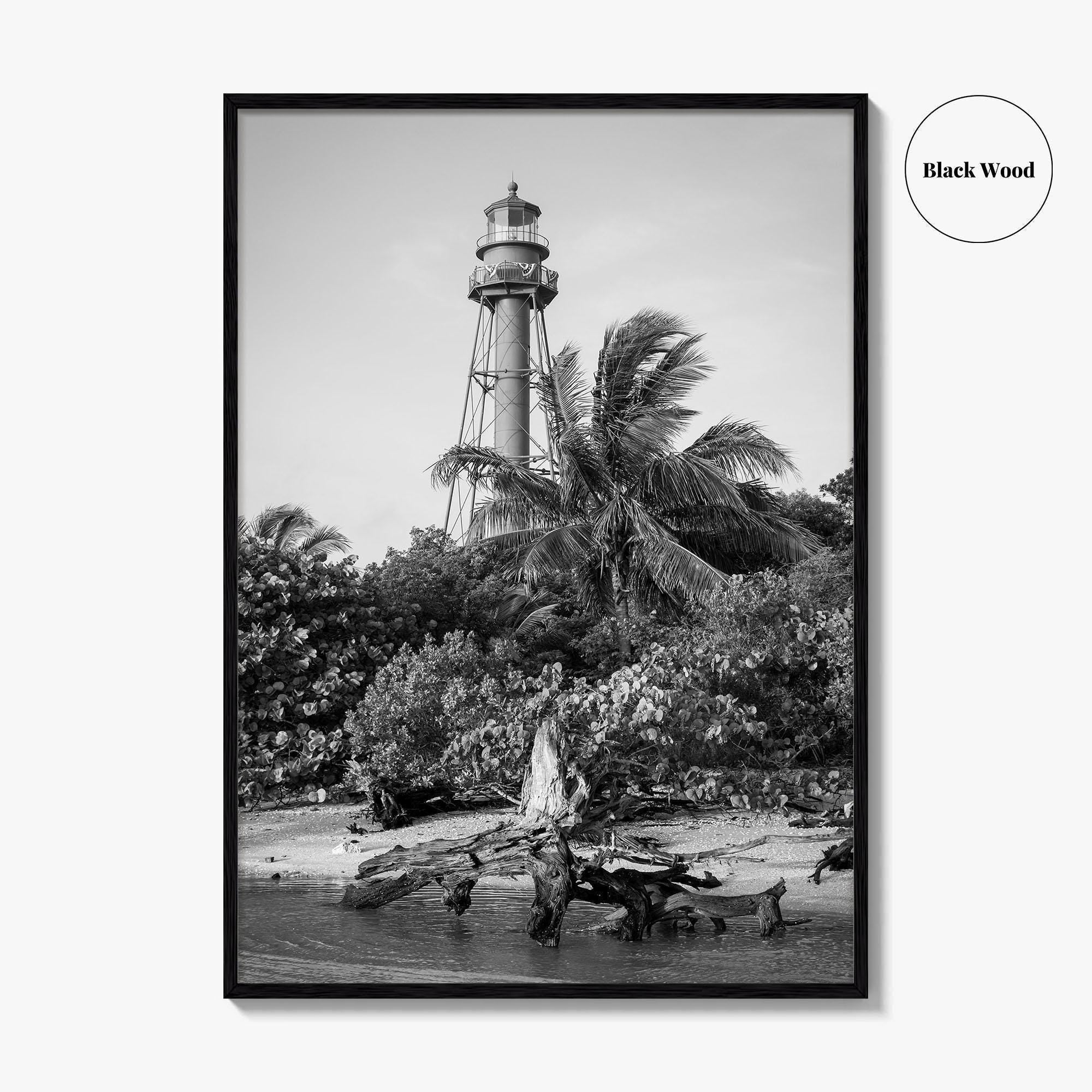 Captiva Black and White Fine Art Photo Print, Sanibel Island Lighthouse, Florida Poster
