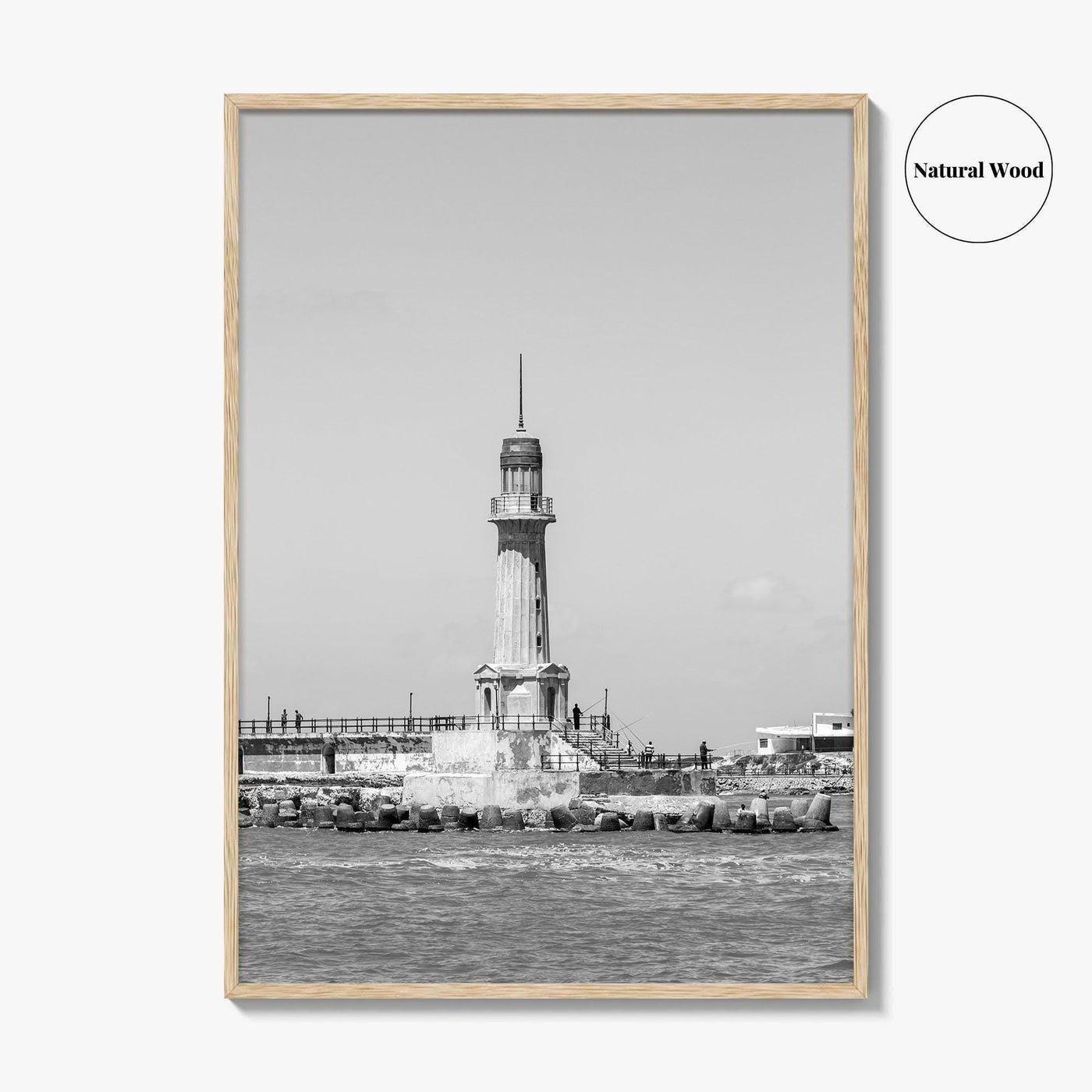 Alexandria Egypt Black and White Fine Art Photo Print, Lighthouse, Pharos, Wall Decor Poster
