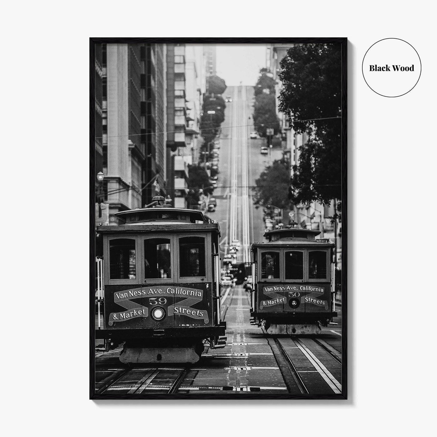 San Francisco Black and White Fine Art Photo Print, Cable Car California Street Poster