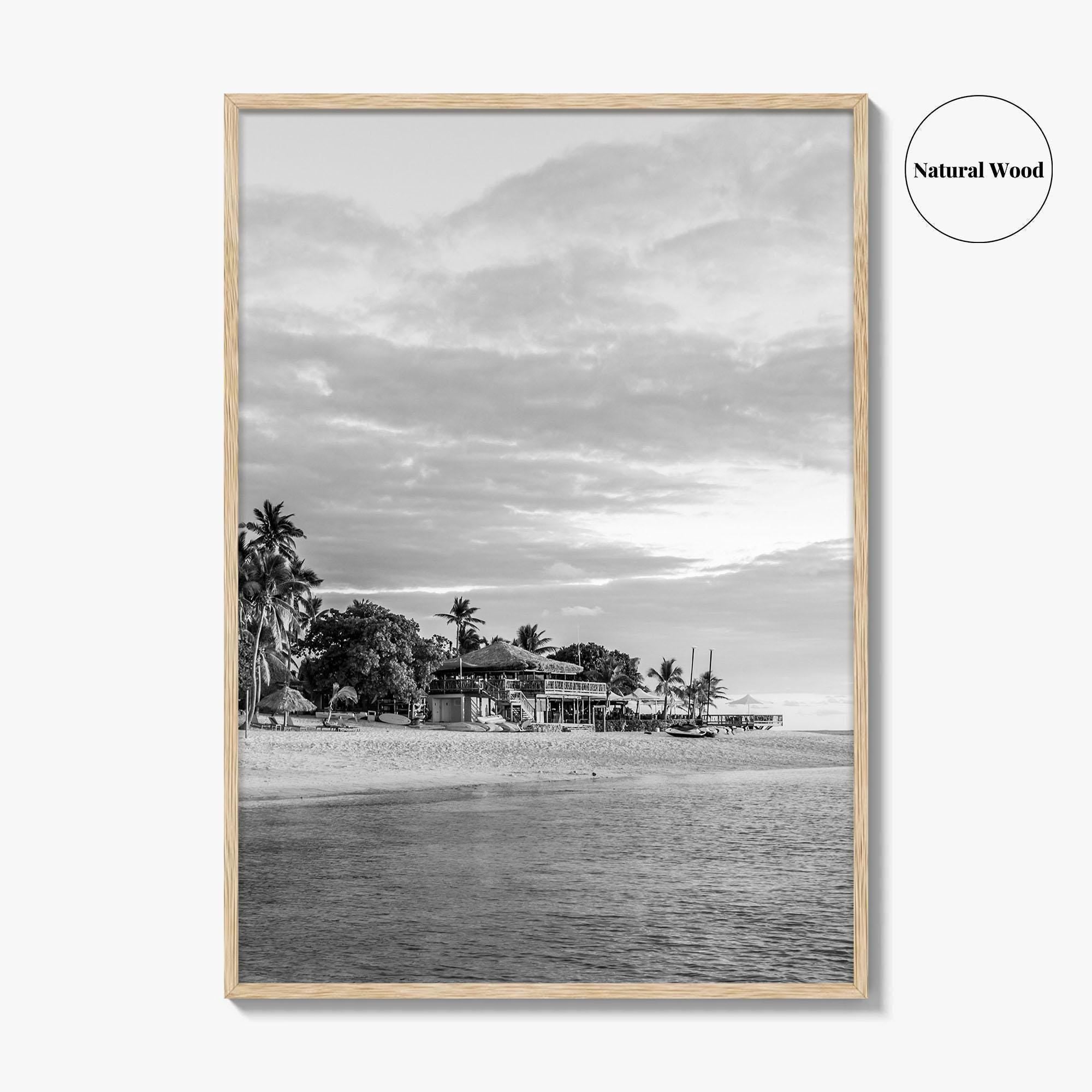 Fiji Black and White Fine Art Photo Print, Mamanuca Islands Wall Decor, Poster