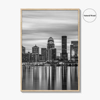 Louisville Skyline Black and White Fine Art Photo Print, Kentucky River Poster
