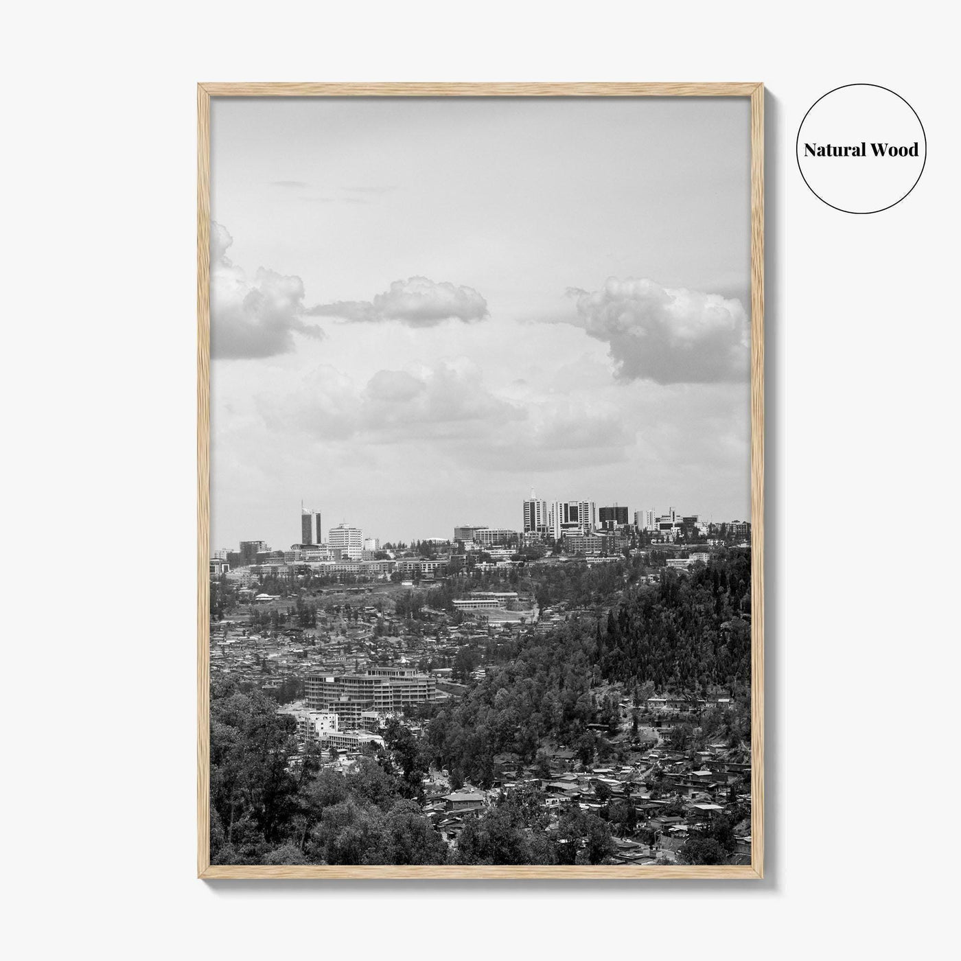 Kigali Skyline Black and White Fine Art Photo Print, Rwanda Poster Africa