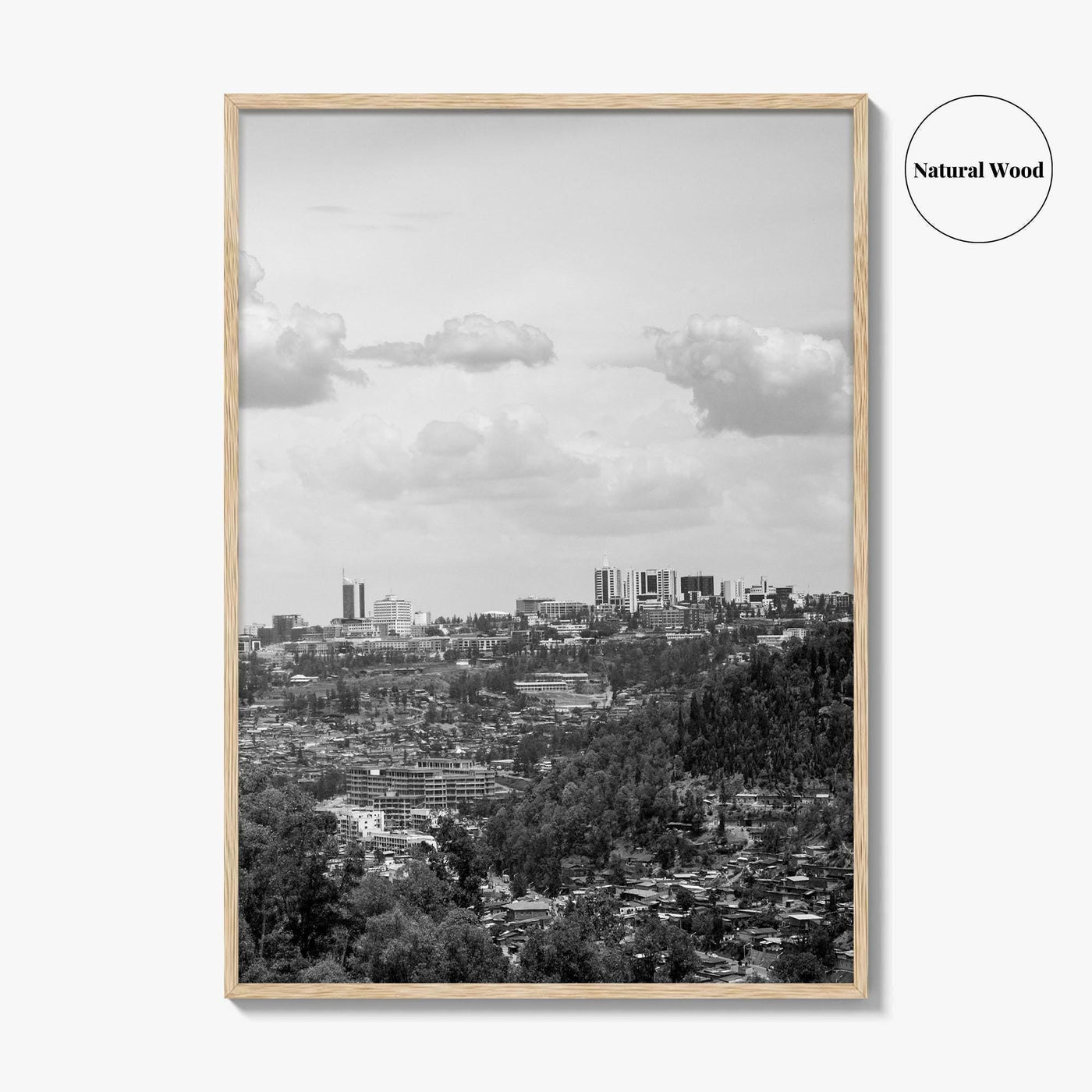 Kigali Skyline Black and White Fine Art Photo Print, Rwanda Poster Africa