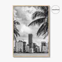 Miami Skyline Black and White Fine Art Photo Print, Florida Downtown Wall Poster, USA