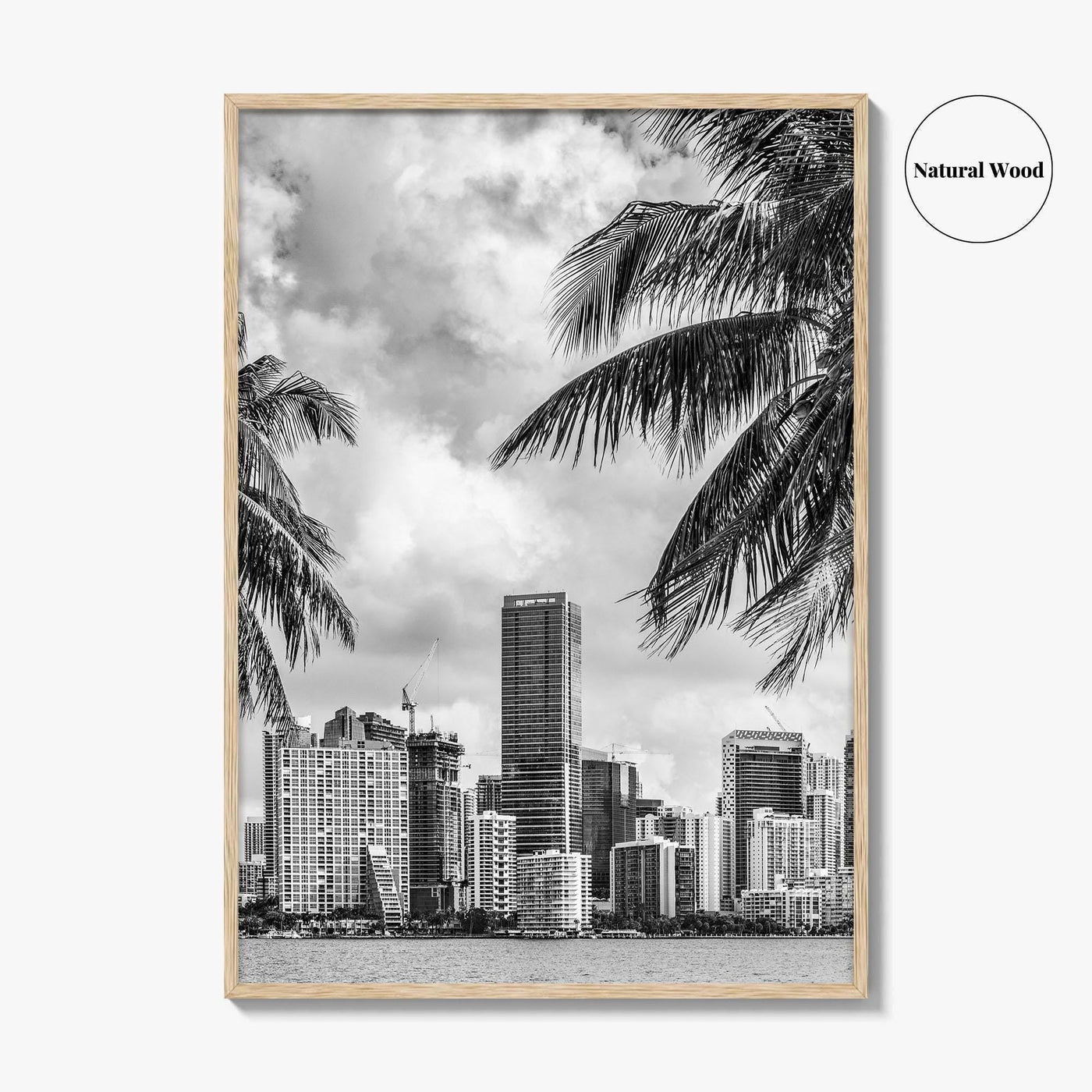 Miami Skyline Black and White Fine Art Photo Print, Florida Downtown Wall Poster, USA
