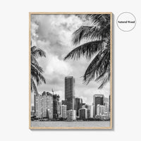 Miami Skyline Black and White Fine Art Photo Print, Florida Downtown Wall Poster, USA