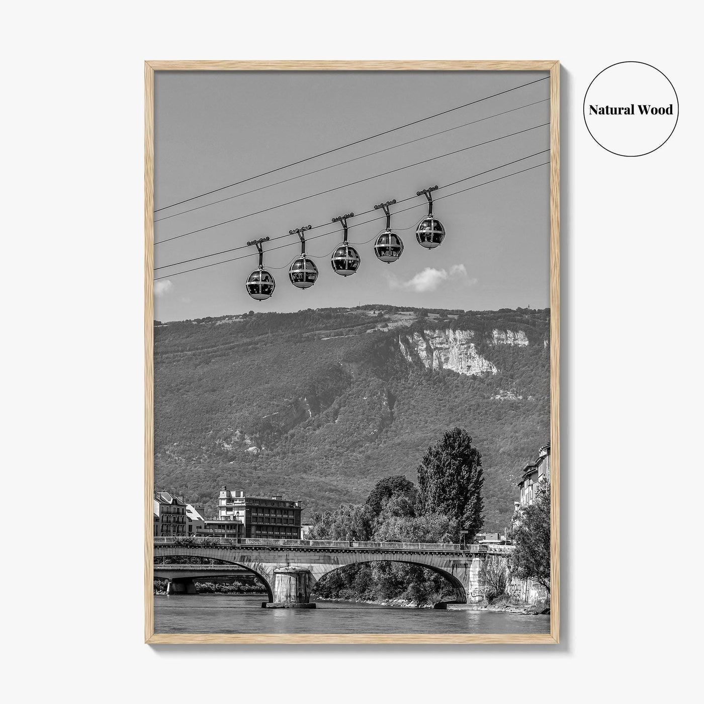 Grenoble Black and White Fine Art Photo Print, Bastille, Isere River Poster