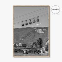 Grenoble Black and White Fine Art Photo Print, Bastille, Isere River Poster