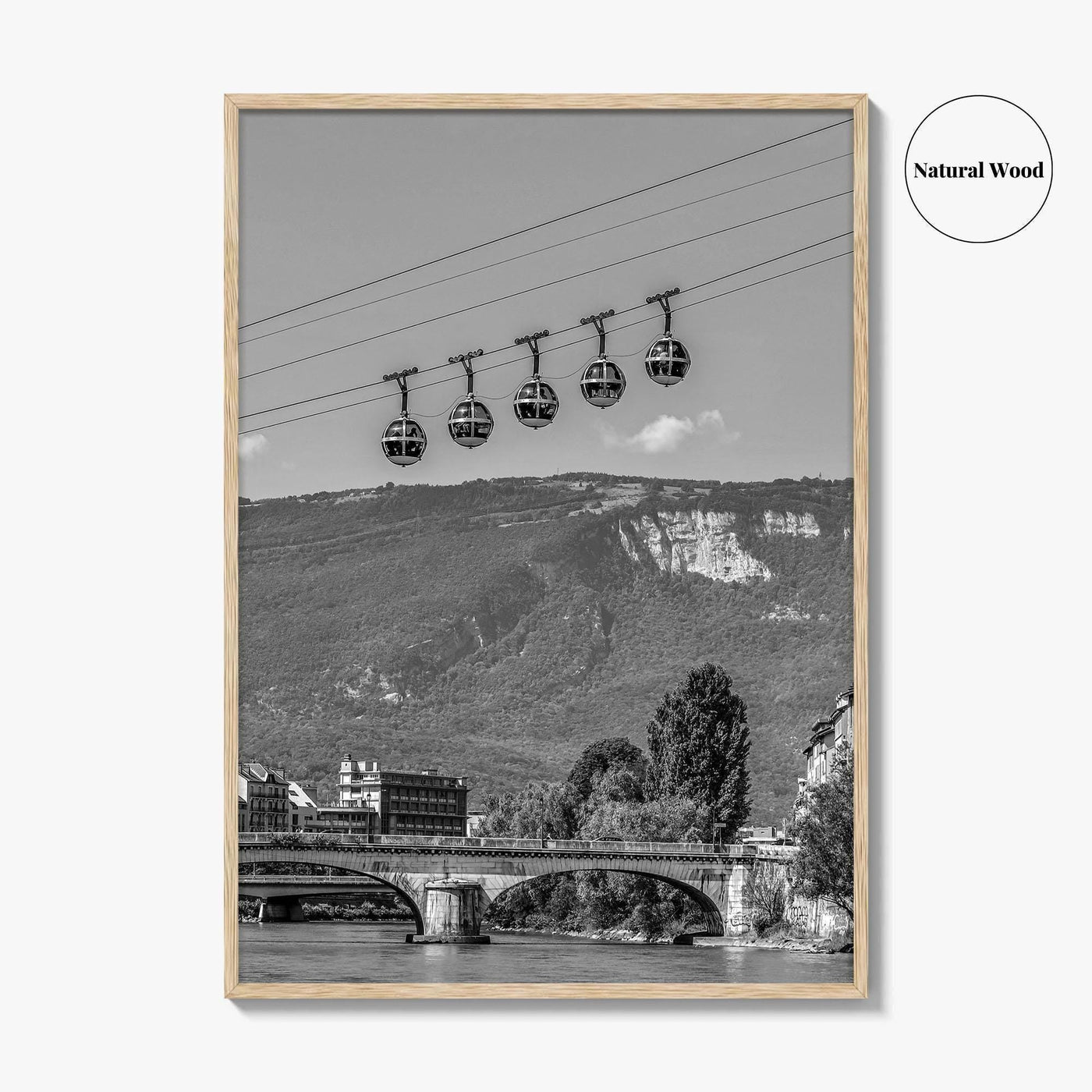Grenoble Black and White Fine Art Photo Print, Bastille, Isere River Poster