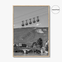 Grenoble Black and White Fine Art Photo Print, Bastille, Isere River Poster