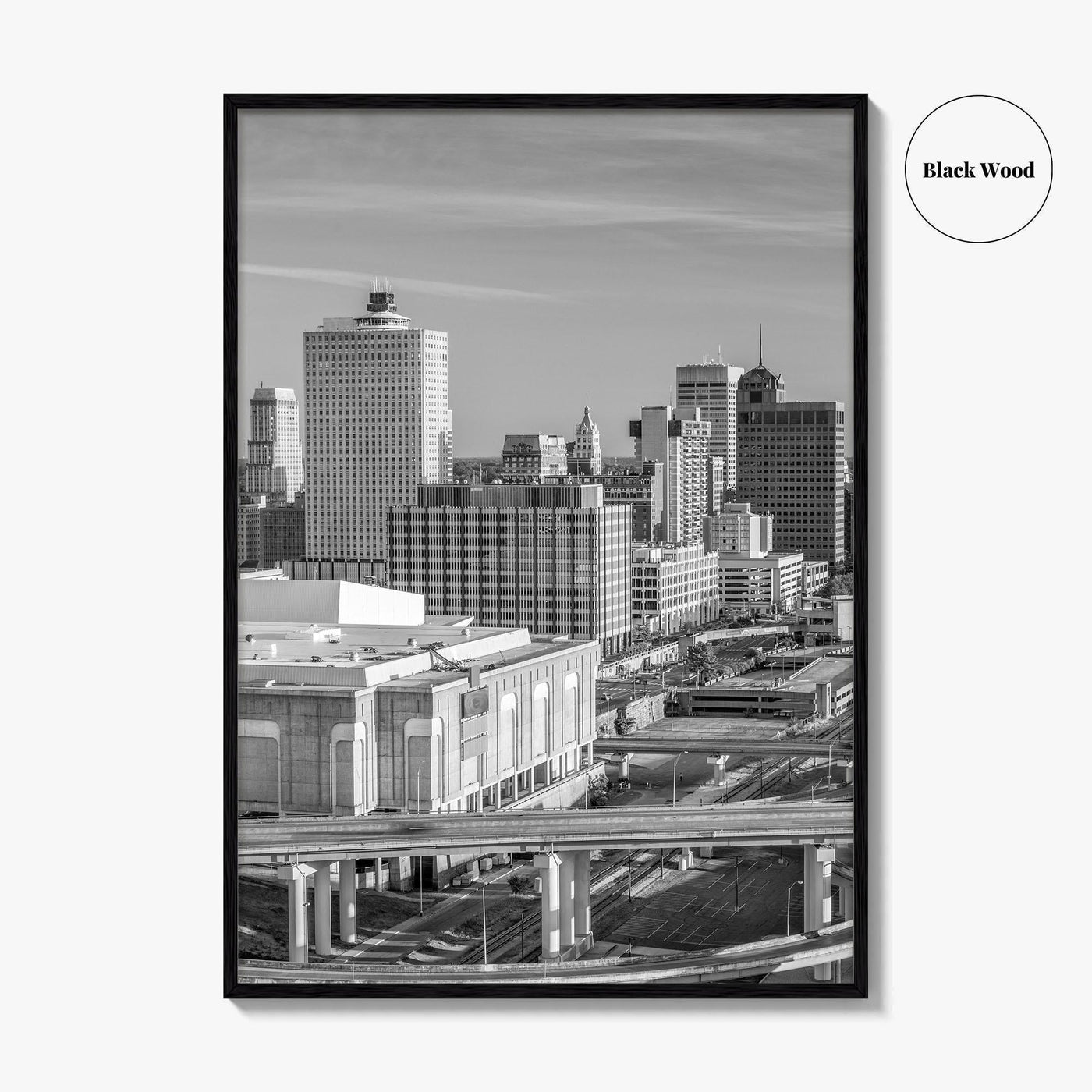 Memphis Skyline Black and White Fine Art Photo Print, Downtown, Tennessee USA Poster
