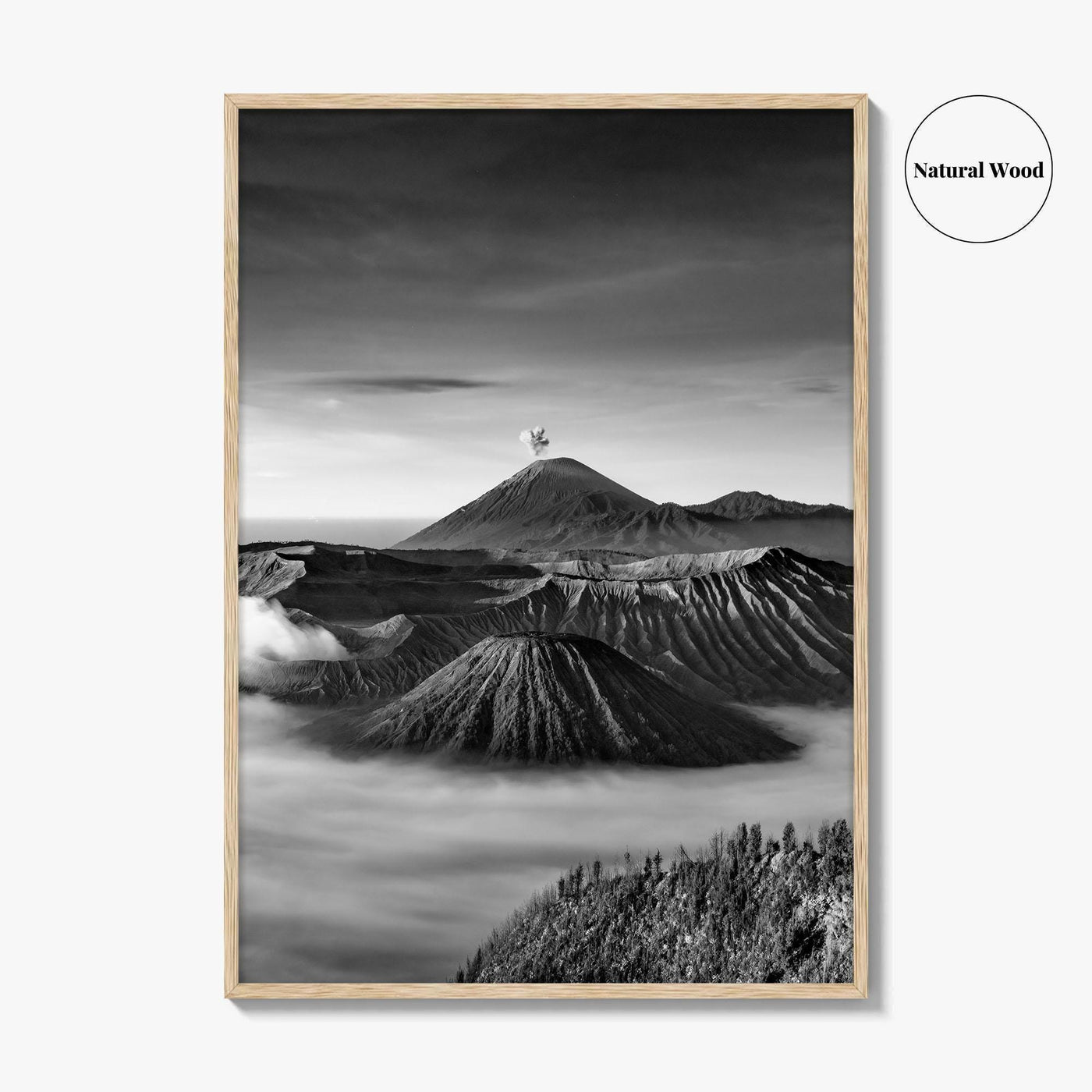 Mount Bromo Black and White Fine Art Photo Print, East Java Volcano Poster