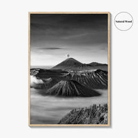 Mount Bromo Black and White Fine Art Photo Print, East Java Volcano Poster