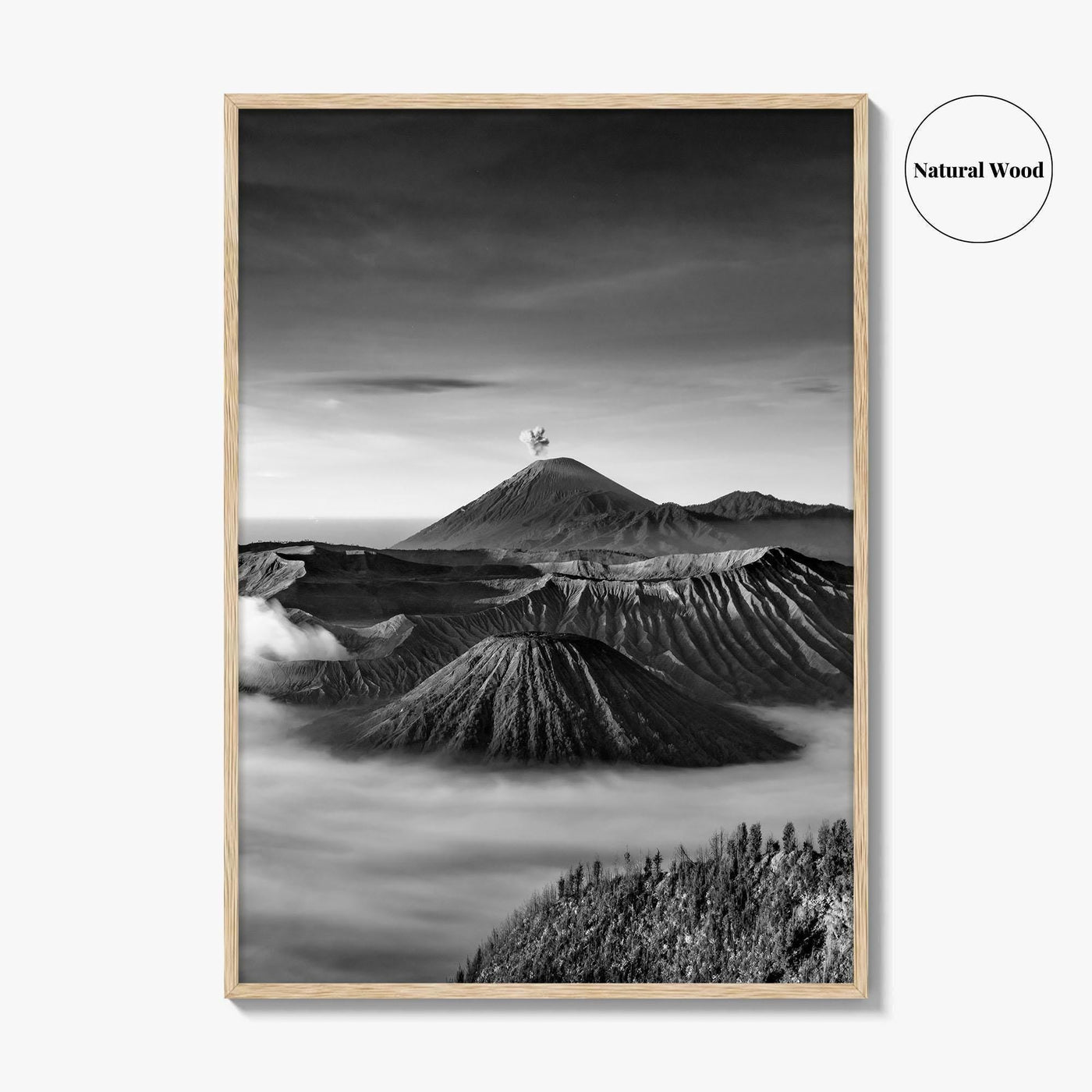 Mount Bromo Black and White Fine Art Photo Print, East Java Volcano Poster